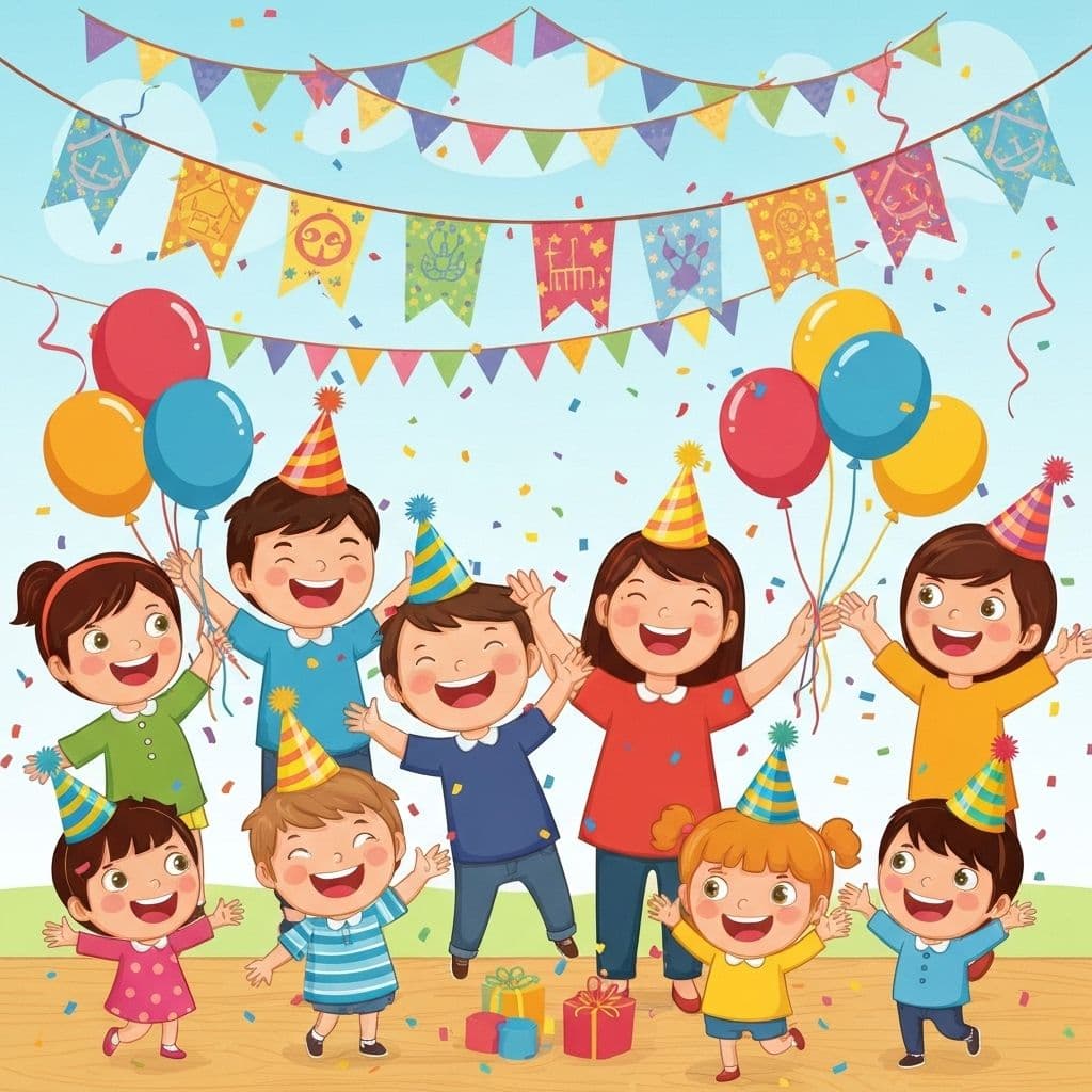 Festa de aniversário com balões coloridos e decorações festivas - Espaços para festas infantis em Portugal
